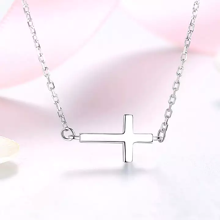 Sterling Silver Sideways Cross Necklace