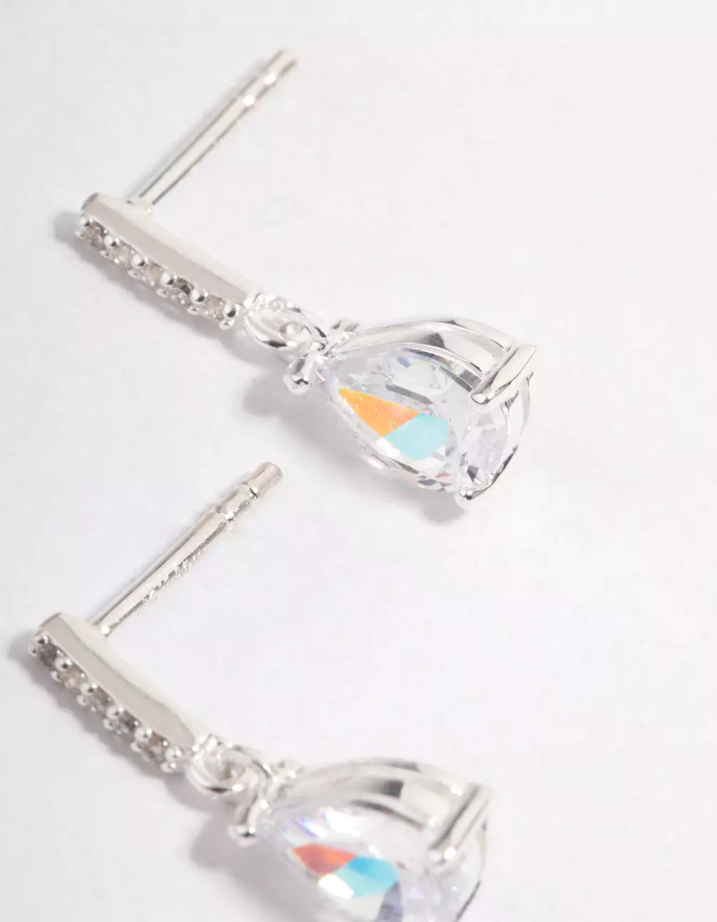 Sterling Silver Teardrop Cubic Zirconia Earrings