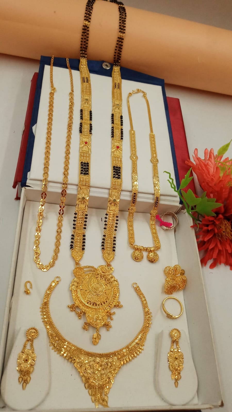 Sumitra , elegant Gold plated Marathi Jewellery combo for women -KARTI001JCB