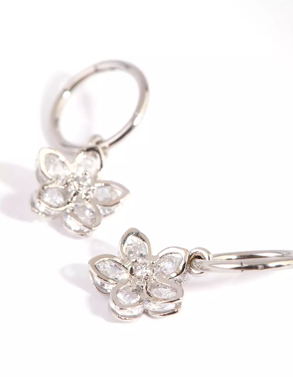 Surgical Steel Cubic Zirconia Flower Sleeper Earrings