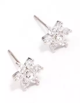 Surgical Steel Cubic Zirconia Flower Stud Earrings