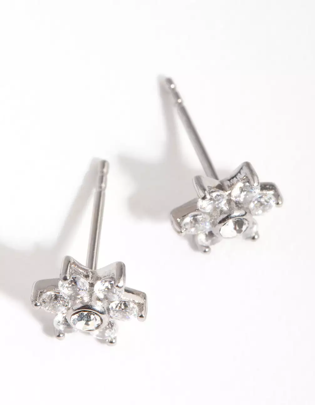 Surgical Steel Cubic Zirconia Flower Stud Earrings