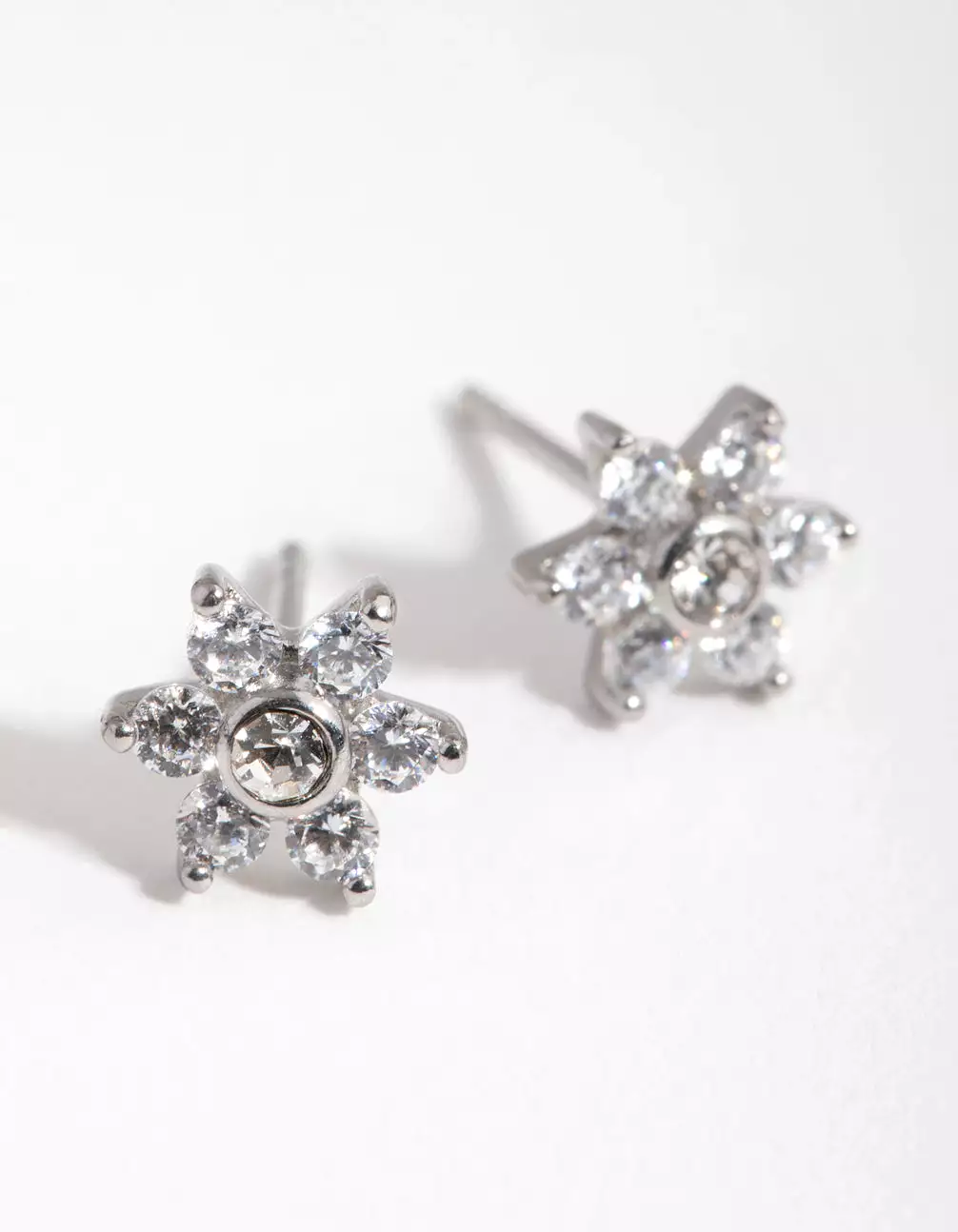 Surgical Steel Cubic Zirconia Flower Stud Earrings