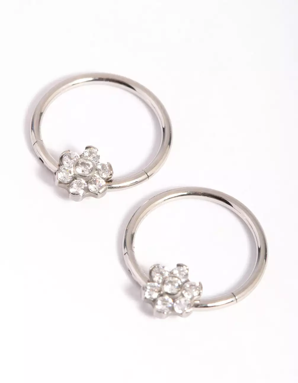 Surgical Steel Flower Hoop Earrings