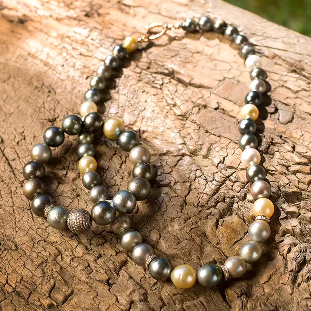 Tahitian Pearl Bracelet with One Micro-Pave Ball