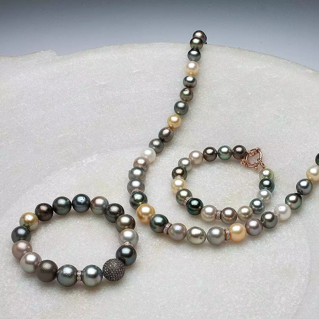 Tahitian Pearl Bracelet with One Micro-Pave Ball