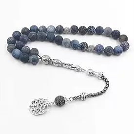 Tasbih Natural Blue Agate Stone 33 Prayer Beads