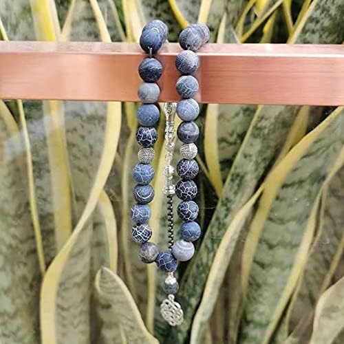 Tasbih Natural Blue Agate Stone 33 Prayer Beads