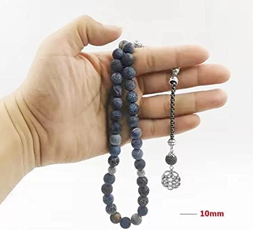 Tasbih Natural Blue Agate Stone 33 Prayer Beads