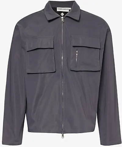 The Couture Club Mens Grey Patch-pocket regular-fit shell jacket