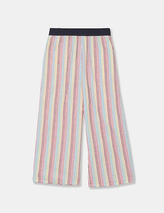 Tommy Hilfiger Kids Girls Multi Colour Elasticized Waist Seersucker Stripe Pants