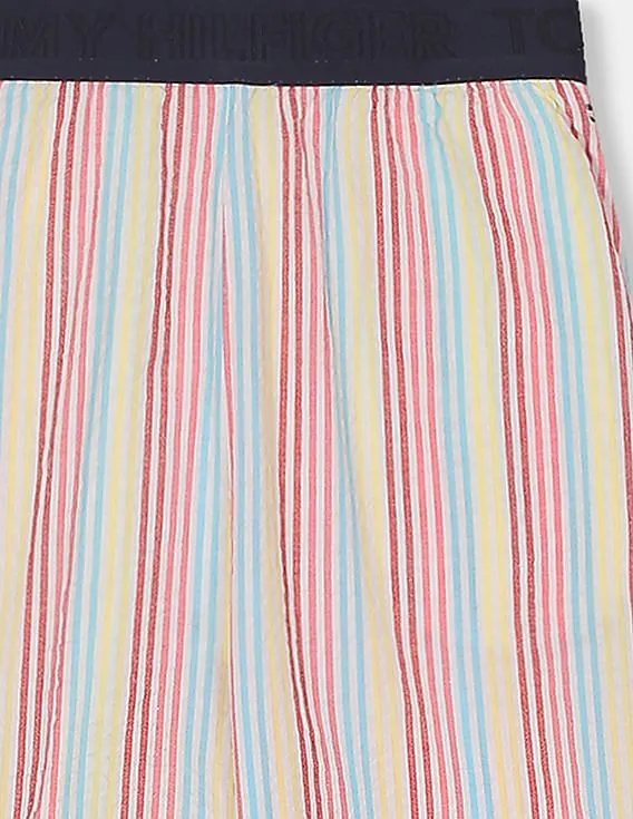 Tommy Hilfiger Kids Girls Multi Colour Elasticized Waist Seersucker Stripe Pants