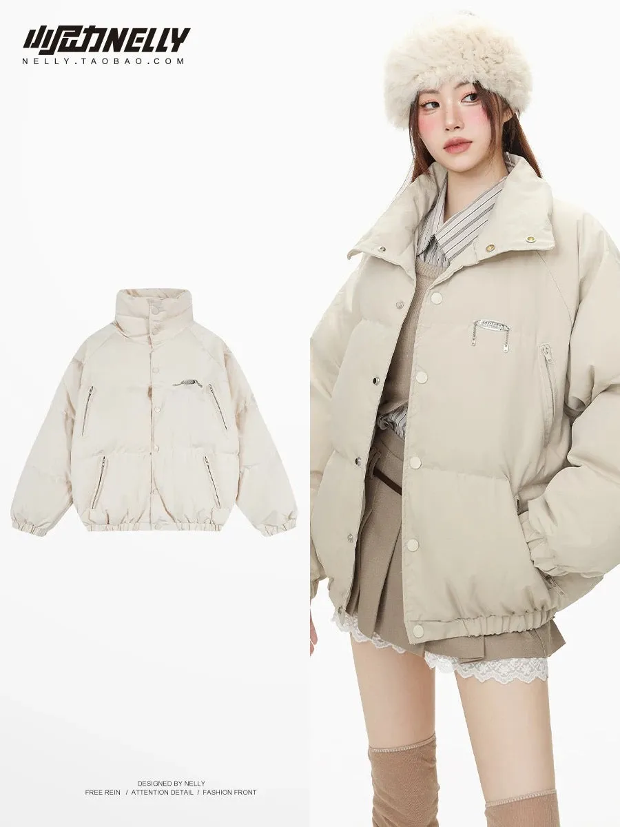 Trendy street thickened cotton-padded clothes for men and women winter 2023 new large fur collar short casual bread coat