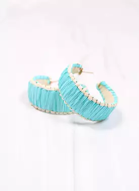 Trevone Raffia Hoop Earring Aqua