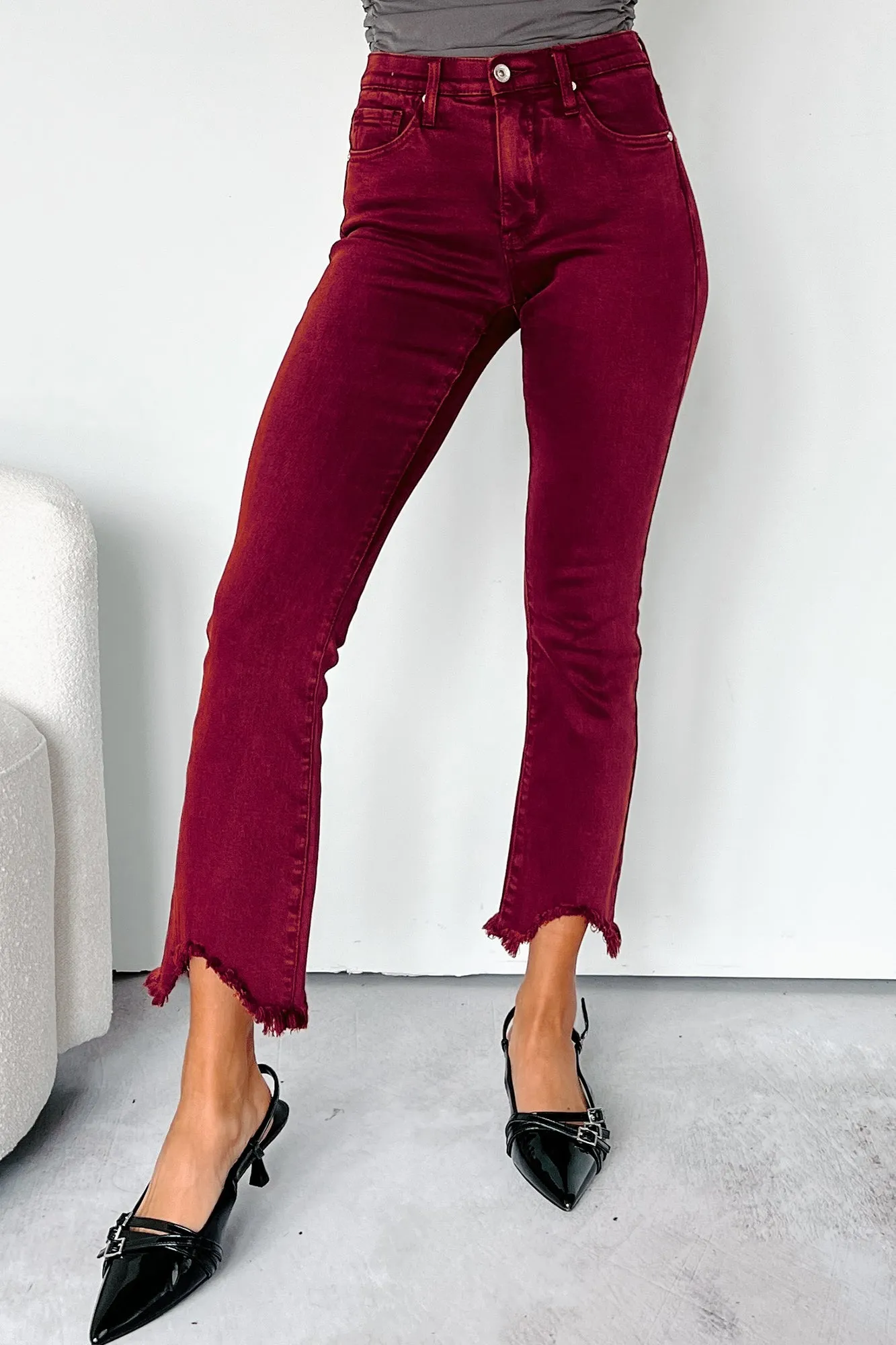 Tulsa Mid Rise Tummy Control Special A Kick Flare Jeans (Wine)