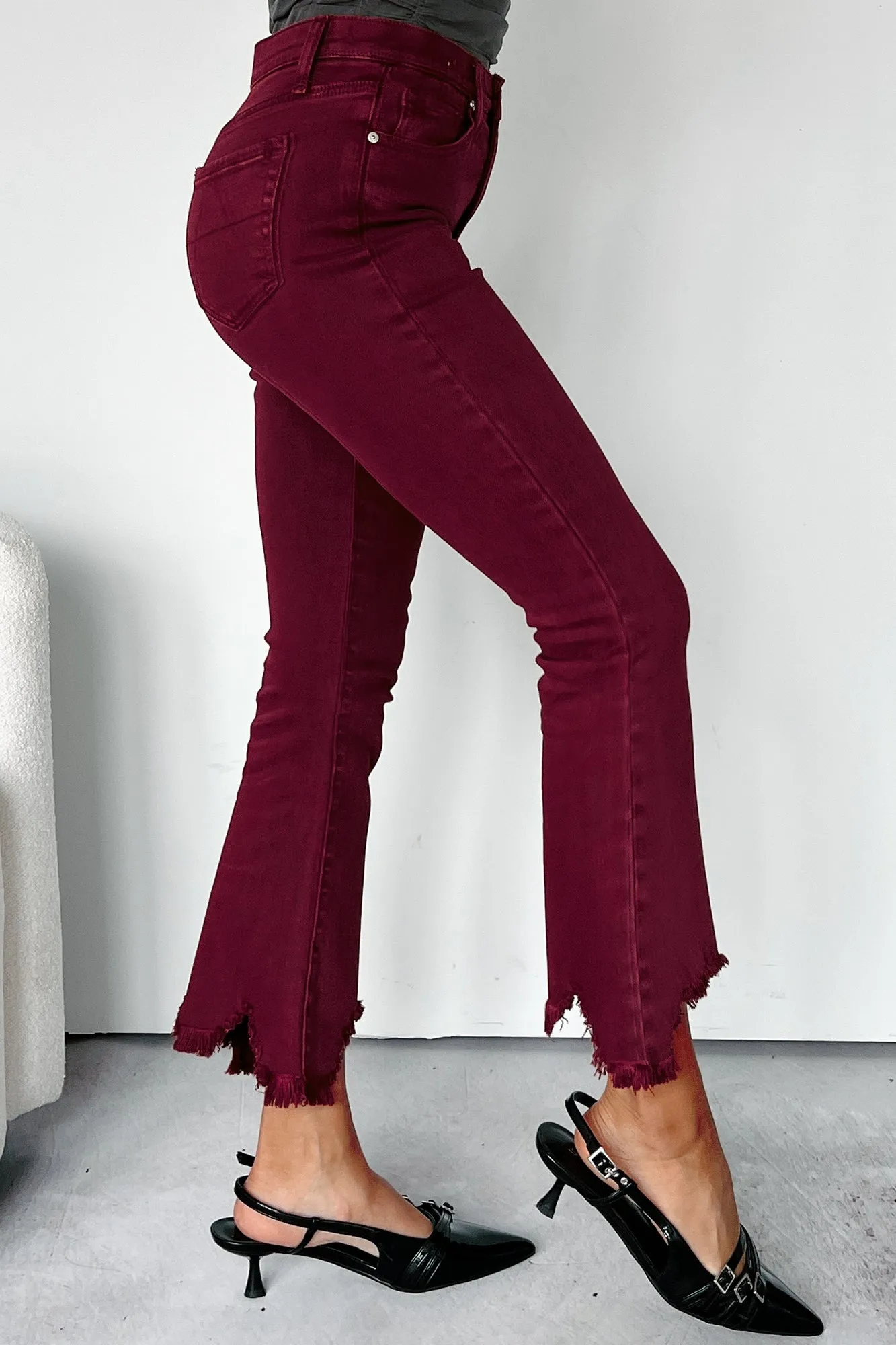 Tulsa Mid Rise Tummy Control Special A Kick Flare Jeans (Wine)