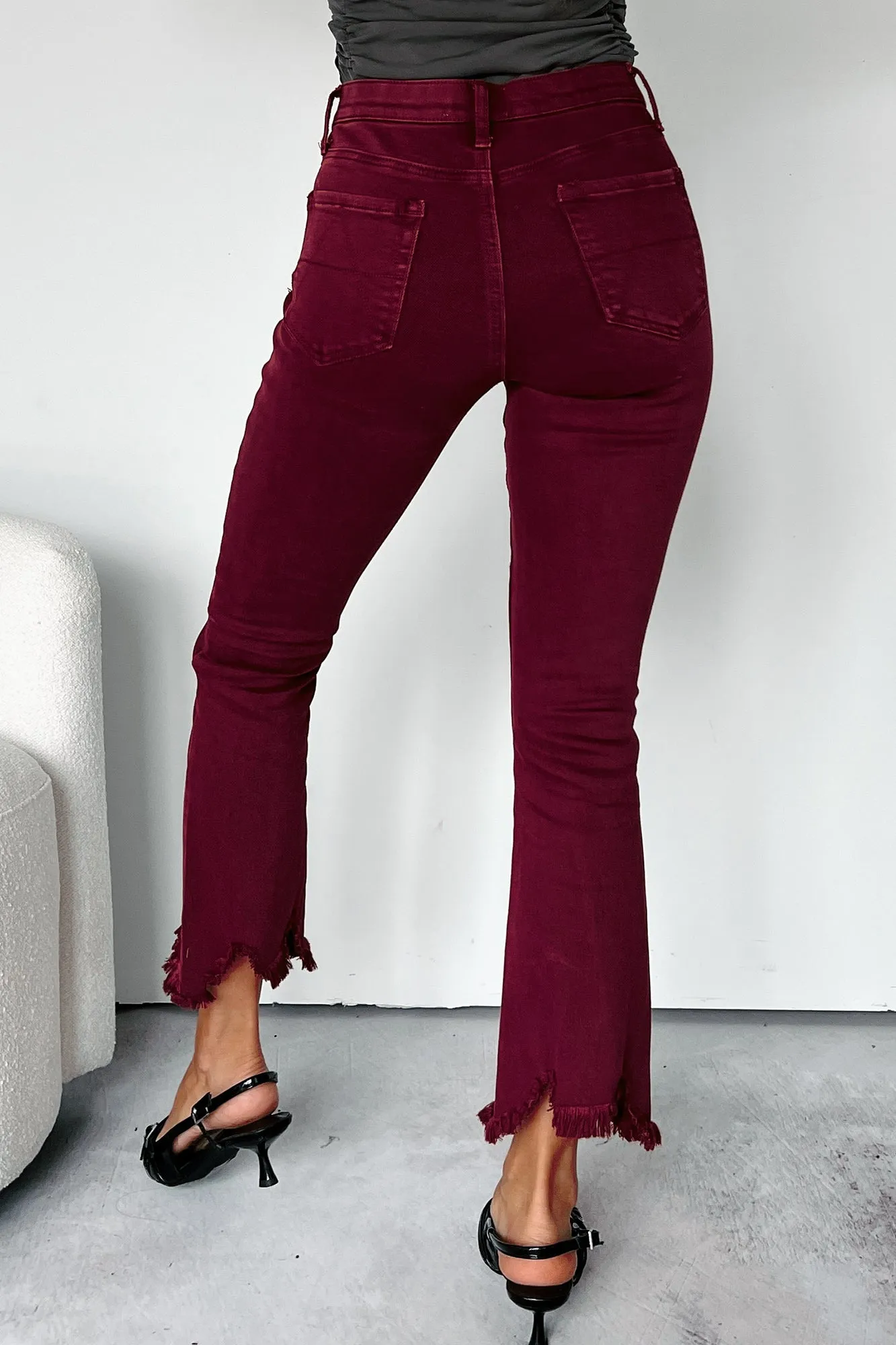 Tulsa Mid Rise Tummy Control Special A Kick Flare Jeans (Wine)