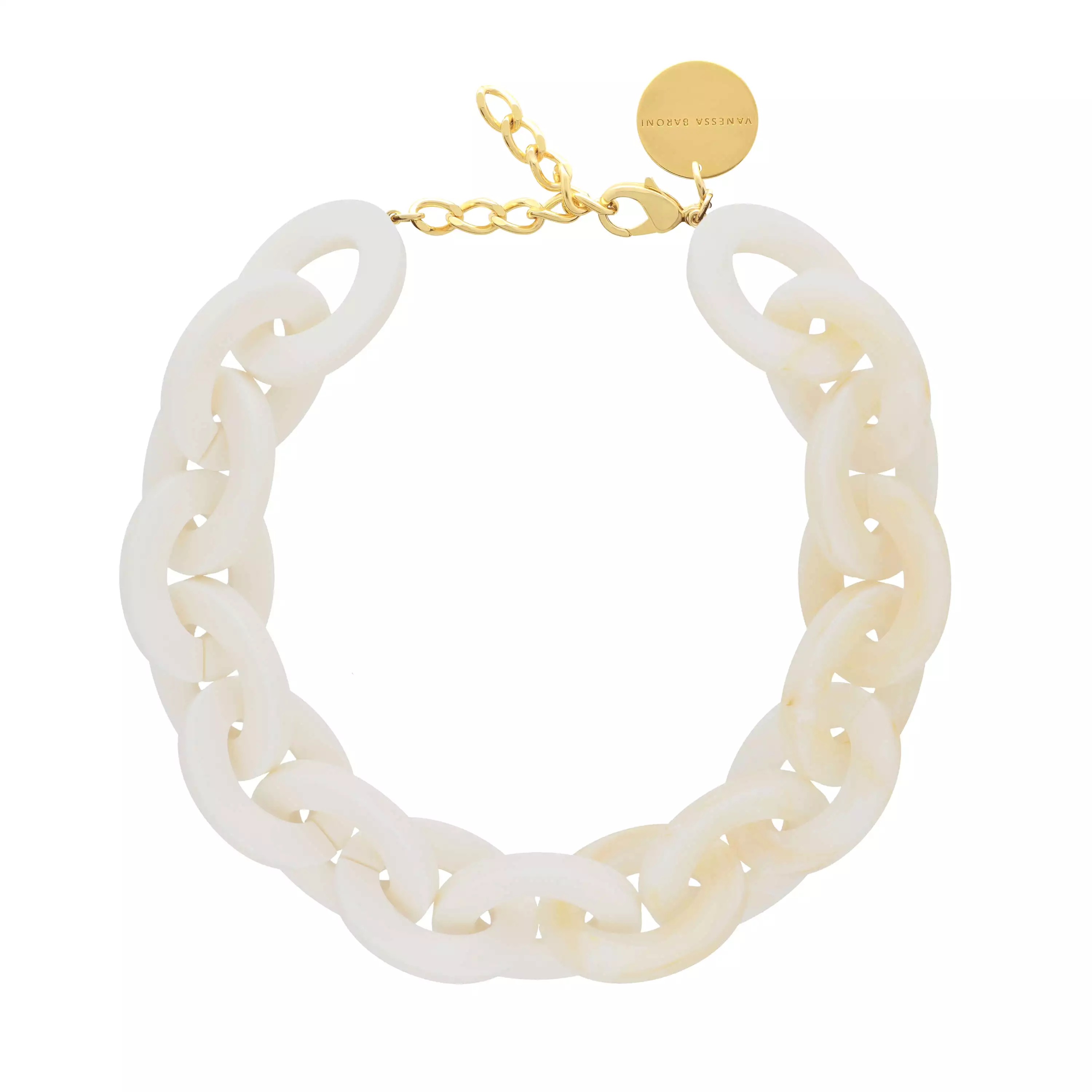 Vanessa Baroni Oval Link Pearl Marble Necklace