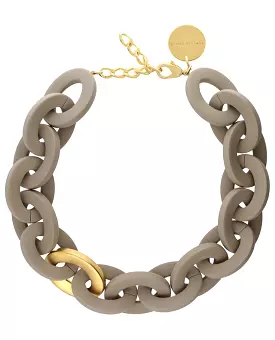 Vanessa Baroni Oval Link Taupe Matt Necklace