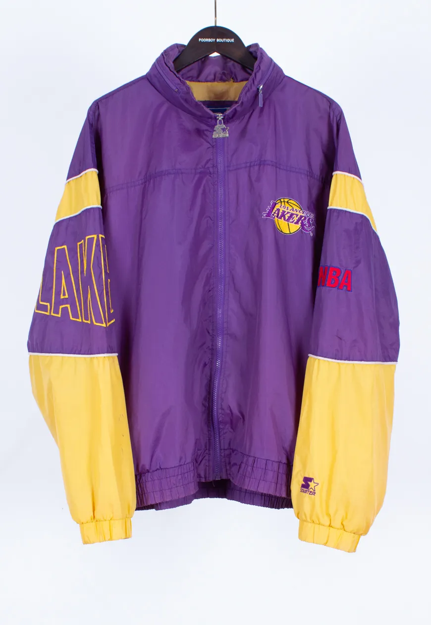 Vintage 90s Starter Shell Jacket NBA Lakers | Vintage Clothing Hull