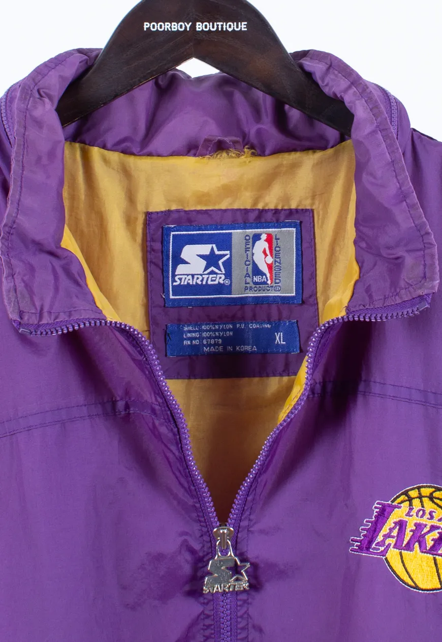 Vintage 90s Starter Shell Jacket NBA Lakers | Vintage Clothing Hull