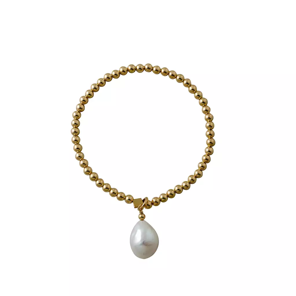 Von treskow Yellow Gold Stretchy Baroque Pearl Bracelet