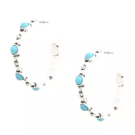 Western Turquoise Bead Open Hoop Earring