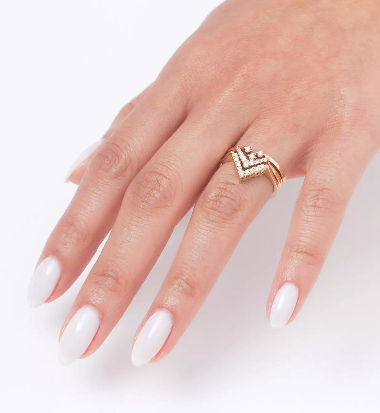 White Diamond Petite Chevron Band