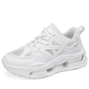 White hollow mesh plain sport shoe sneaker