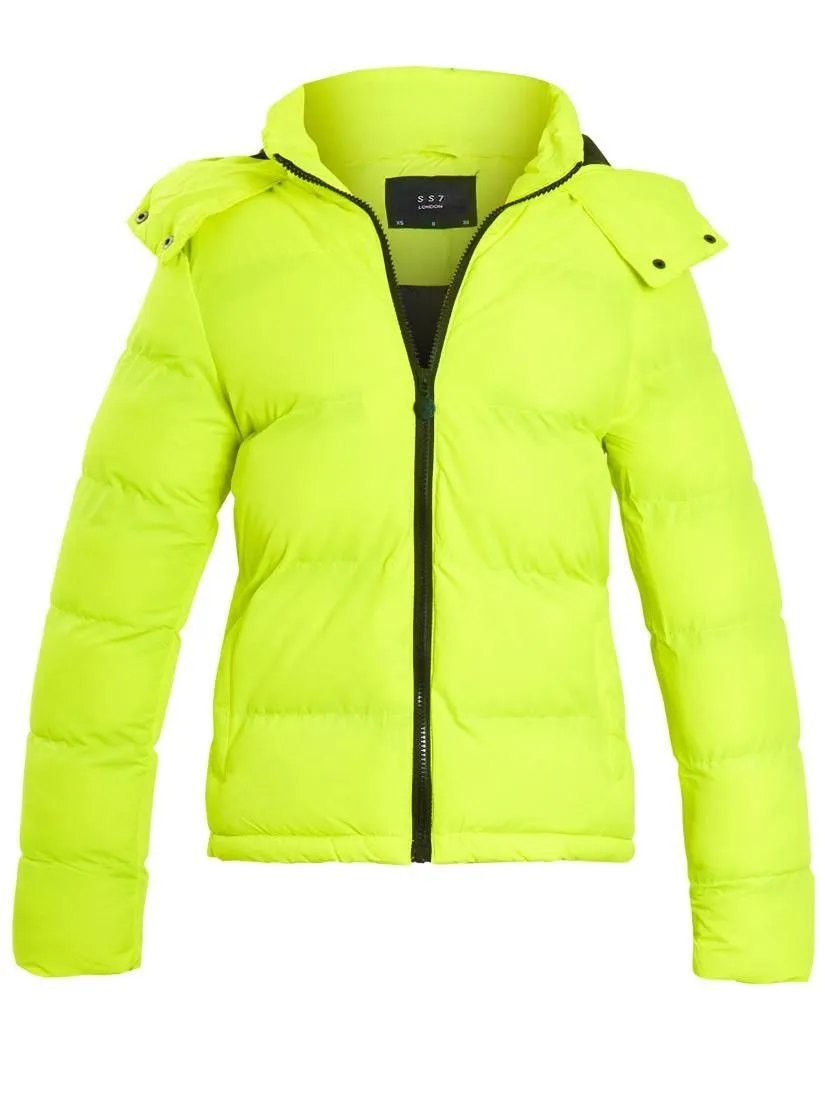 Womens Puffer Jacket, Neon Lime, Sizes 8 to 16