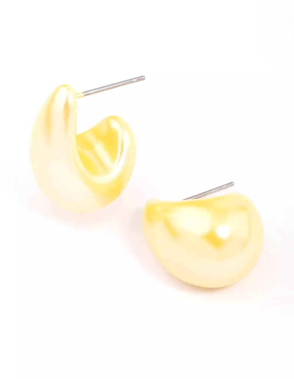 Yellow Iridescent Teardrop Huggie Earrings