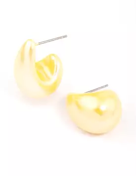 Yellow Iridescent Teardrop Huggie Earrings